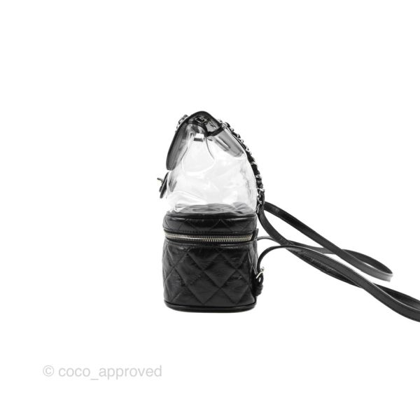 Chanel Aquarium PVC Backpack Black Crumpled Calfskin Silver Hardware For Discount