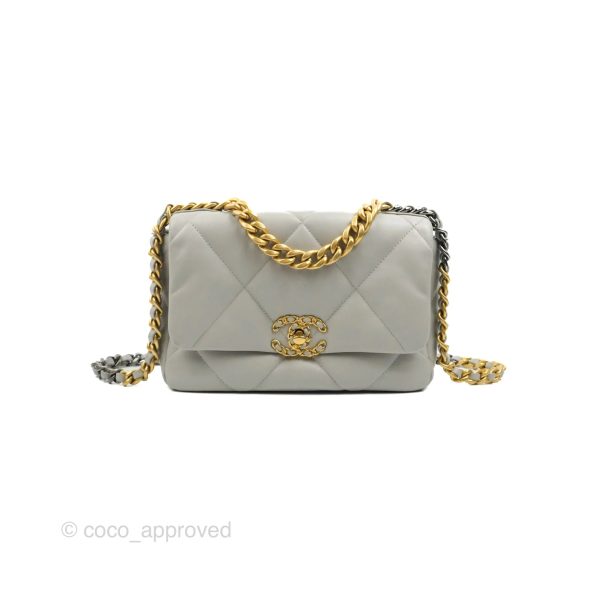 Chanel 19 Small Grey Lambskin Mixed Hardware For Discount