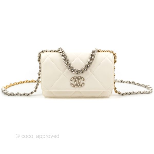 Chanel 19 Wallet on Chain WOC White Mixed Hardware Sale