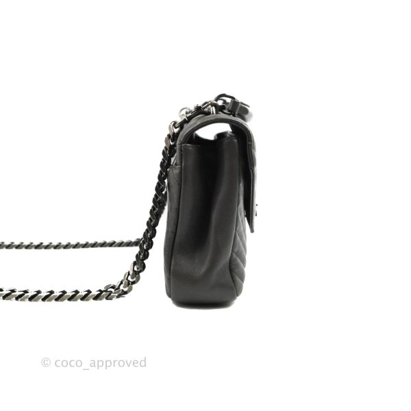 Saint Laurent Chevron Medium College Grey Chain Bag Ruthenium Hardware on Sale