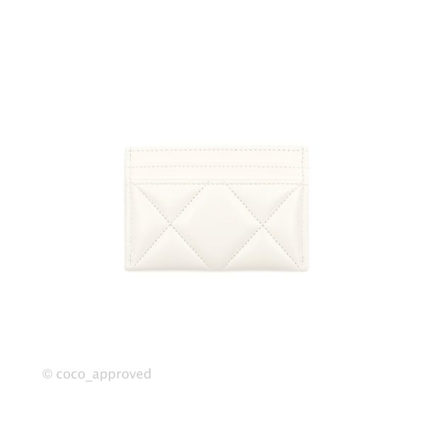 Chanel 19 Quilted Flat Card Holder White Lambskin Sale