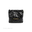 Chanel 22 Small Black Calfskin Contrast Stitch Aged Gold Hardware For Cheap