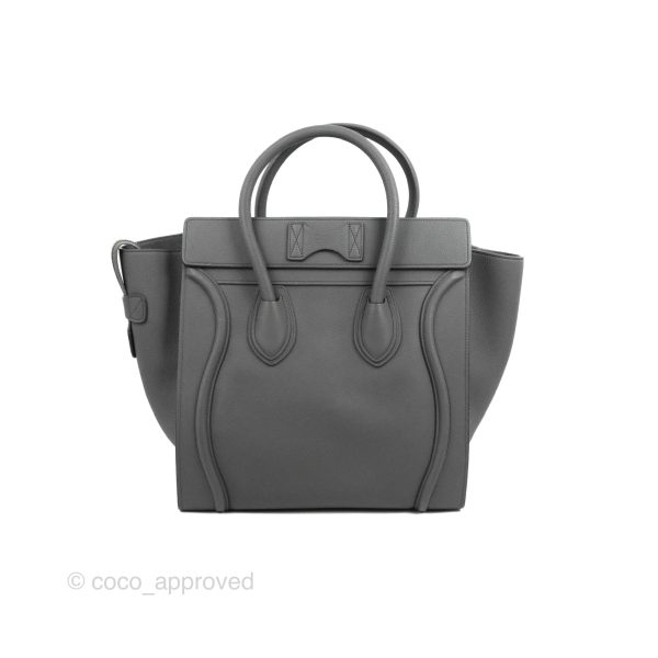 Celine Mini Luggage Bag Grey Grained Leather Sale