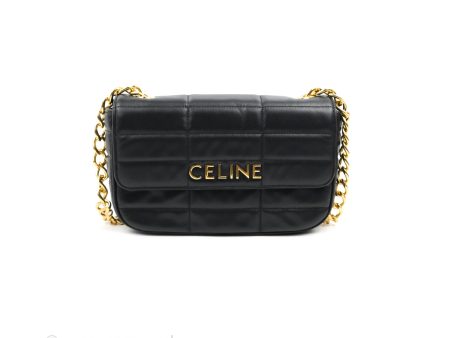 Celine Monochrome Quilted Goatskin Matelasse Black Gold Hardware Online Sale