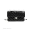 Chanel Classic Chevron S M Small Double Flap Black Lambskin Silver Hardware Online Hot Sale