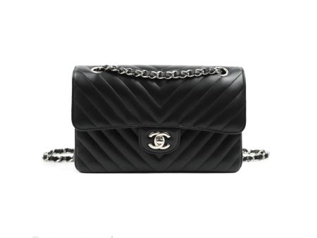 Chanel Classic Chevron S M Small Double Flap Black Lambskin Silver Hardware Online Hot Sale