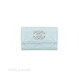 Chanel 19 Quilted Flap Card Holder Light Blue Lambskin Online Hot Sale