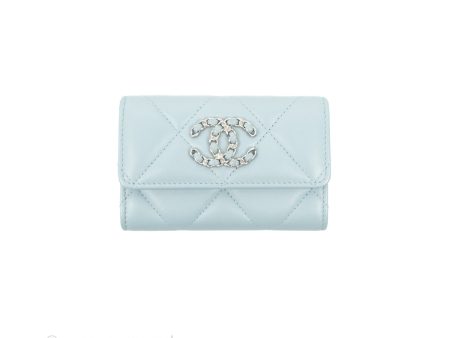 Chanel 19 Quilted Flap Card Holder Light Blue Lambskin Online Hot Sale