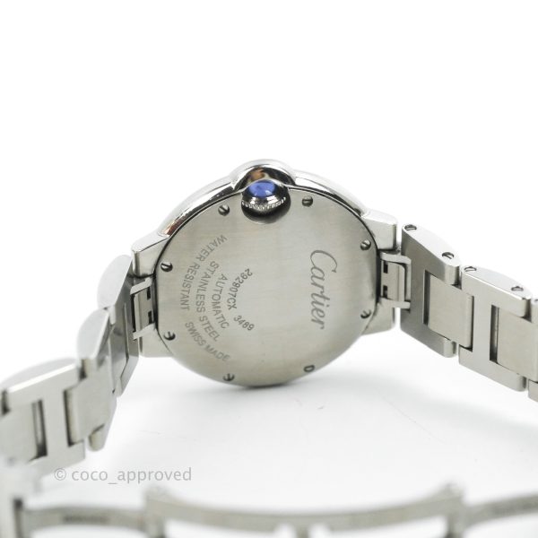 Cartier Ballon Bleu De Cartier Watch 36mm Steel Diamonds For Sale