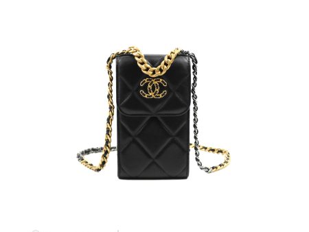 Chanel 19 Phone Holder Black Mixed Hardware Discount