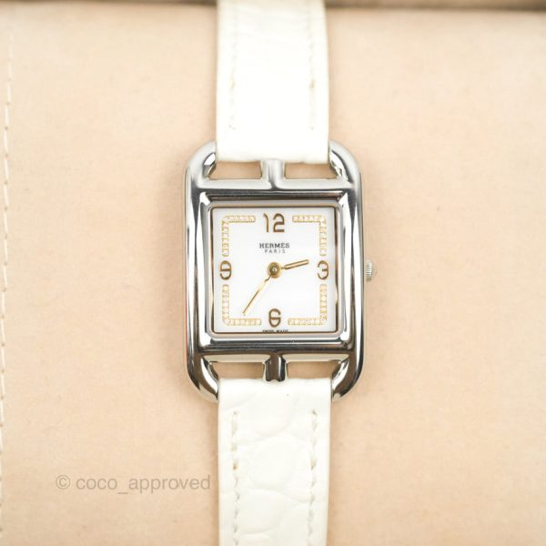 Hermès Cape Cod Watch Blanc Chantilly PM Palladium Hardware Cheap