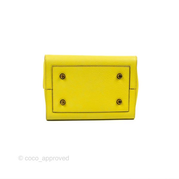 Celine Small Tie Knot Bag Yellow Grained Leather Hot on Sale