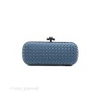 Bottega Veneta Ayers Satin Intreccio Stretch Knot Clutch Navy Online