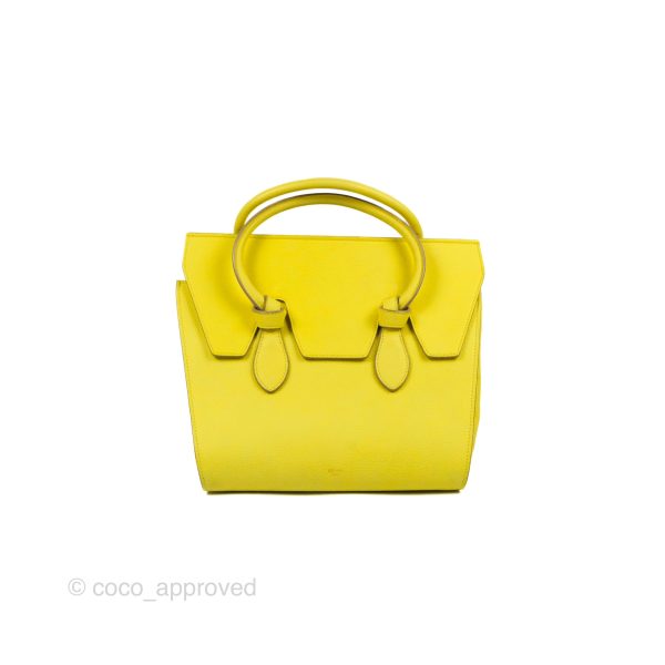 Celine Small Tie Knot Bag Yellow Grained Leather Hot on Sale