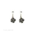 Chanel Black Camellia Drop Hoop Earrings Silver Tone 08P on Sale