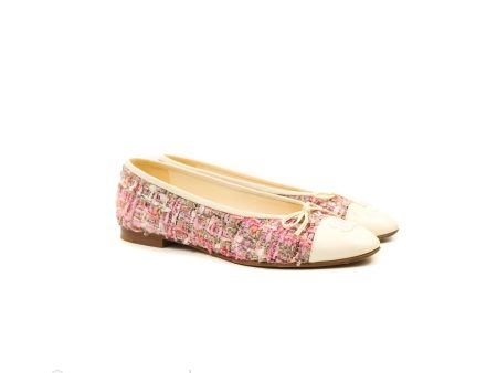 Chanel Ballerina Flats Pink Ivory Tweed Size 38 Fashion