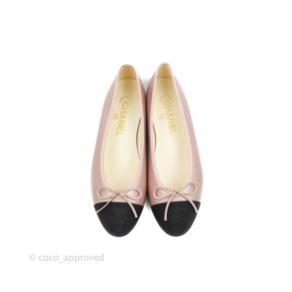 Chanel Ballerina Flats Pink Black Size 36 Cheap