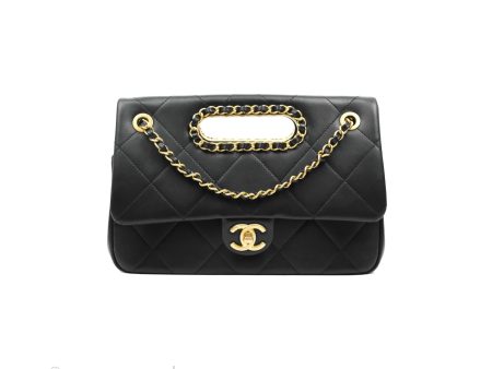 Chanel A Real Catch Quilted Flap Bag Black Aged Gold Hardware For Cheap