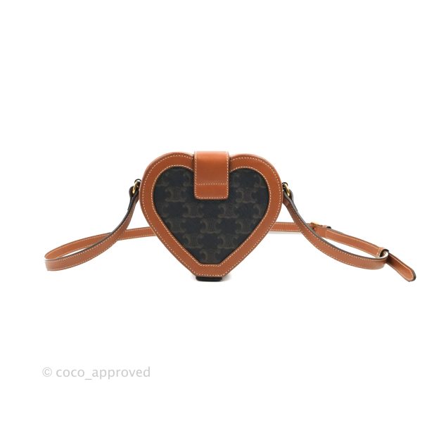 Celine Heart Tambour Bag Triomphe Canvas Tan Online