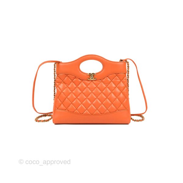 Chanel 31 Mini Salmon Orange Aged Calfskin Gold Hardware For Cheap