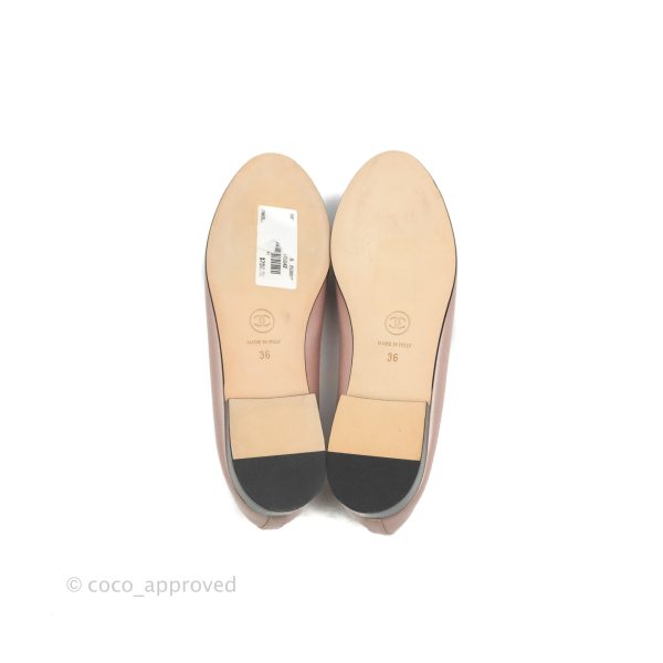 Chanel Ballerina Flats Pink Black Size 36 Cheap