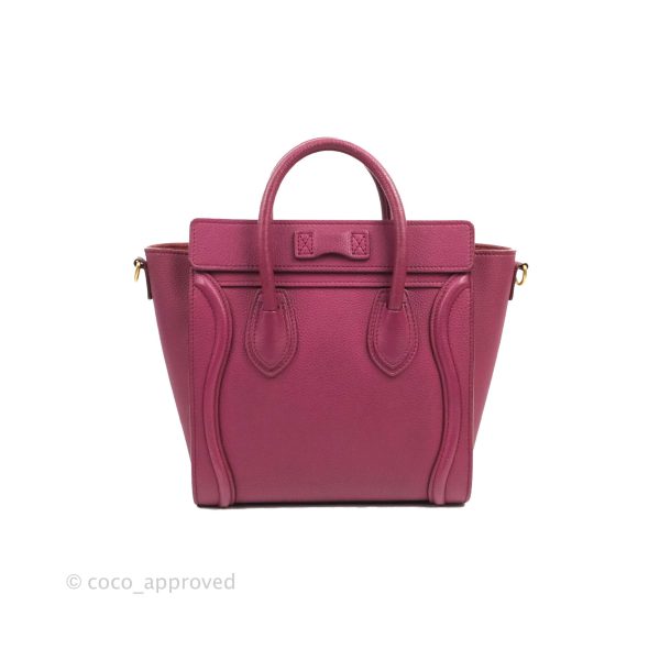 Celine Nano Luggage Plum Drummed Calfskin For Sale