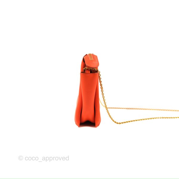 Celine Tri-Fold Clutch on Chain Orange Calfskin on Sale