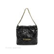 Chanel 22 Small Black Calfskin Contrast Stitch Aged Gold Hardware For Cheap