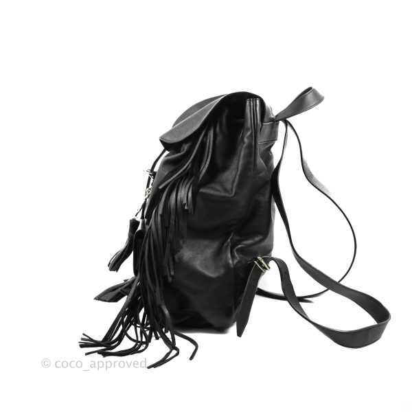 Saint Laurent Festival Fringe Backpack Black Calfskin Online Hot Sale