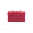 Chanel Quilted Mini Rectangular Flap Raspberry Pink Lambskin Silver Hardware on Sale