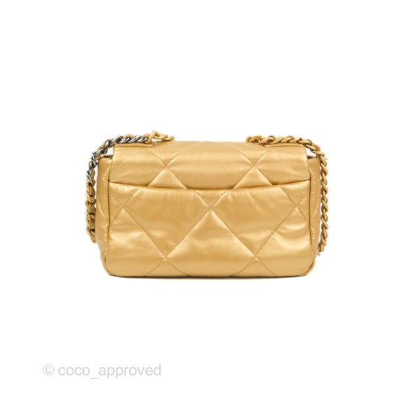 Chanel 19 Small Metallic Gold Lambskin Mixed Hardware For Cheap