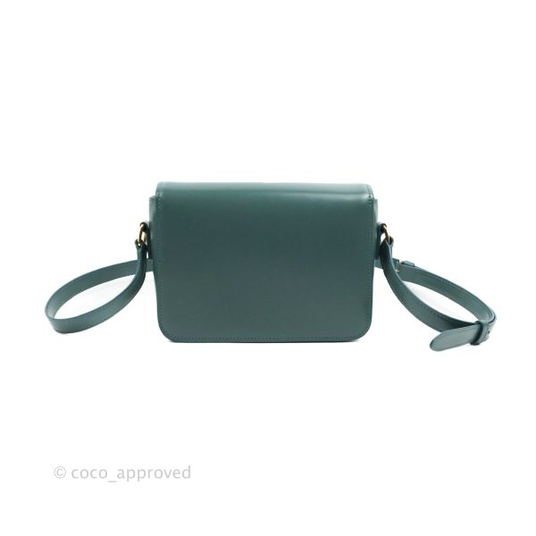 Celine Teen Triomphe Bag Shiny Calfskin Green Smoke Supply