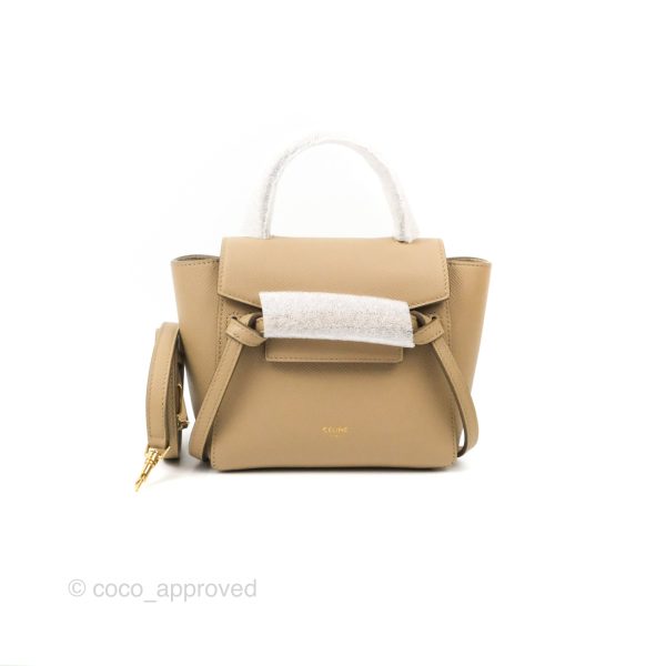 Celine Pico Belt Bag Light Taupe Grained Calfskin Gold Hardware For Sale