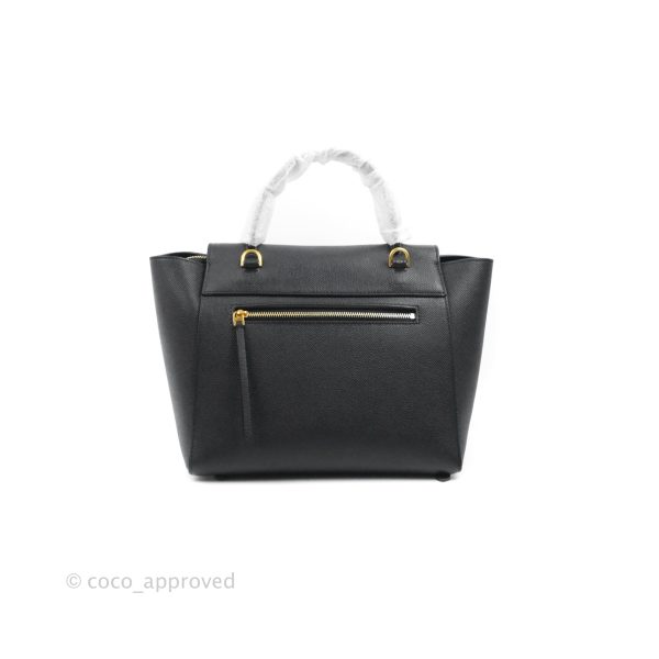 Celine Micro Belt Bag Dark Grey Grained Calfskin Gold Hardware For Sale