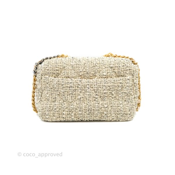 Chanel 19 Small Tweed Oreo Cream Mixed Hardware For Discount