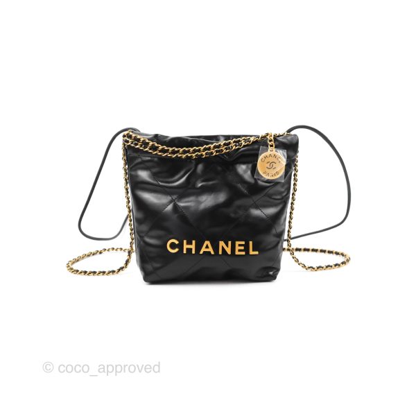 Chanel 22 Mini Bag Black Shiny Crumpled Calfskin Discount