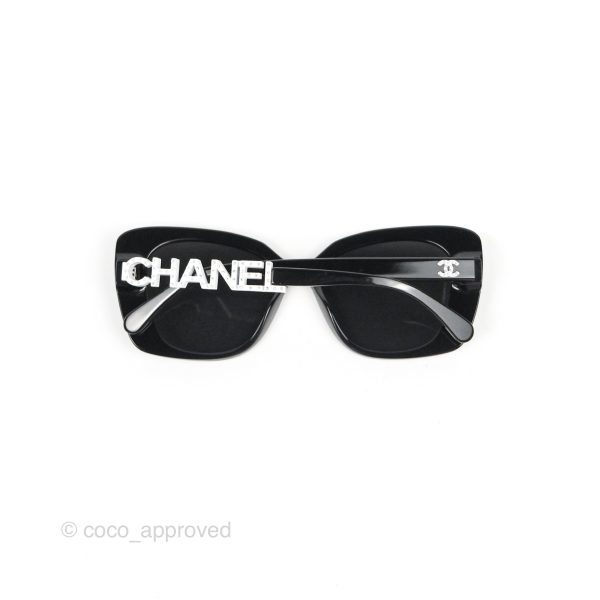 Chanel Acetate Strass Square Polarized Sunglasses Black White Online