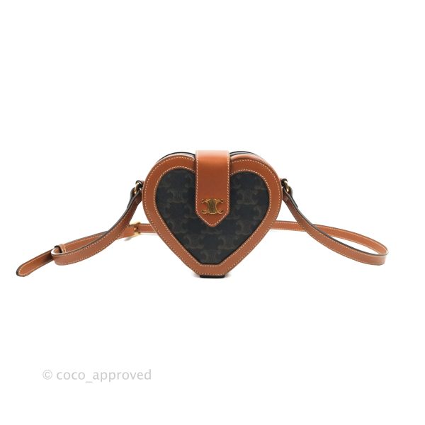 Celine Heart Tambour Bag Triomphe Canvas Tan Online