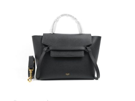 Celine Micro Belt Bag Dark Grey Grained Calfskin Gold Hardware For Sale