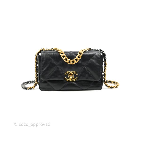 Chanel 19 Small Black Goatskin Mixed Hardware 20S Fashion