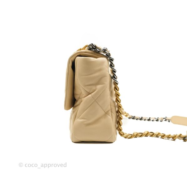 Chanel 19 Medium Beige Goatskin Mixed Hardware 20A Sale