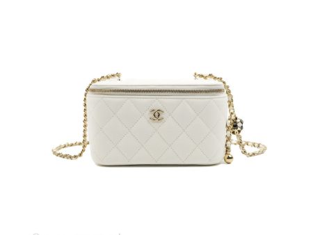 Chanel Ball Crush Vanity with Chain White Lambskin Gold Hardware Supply