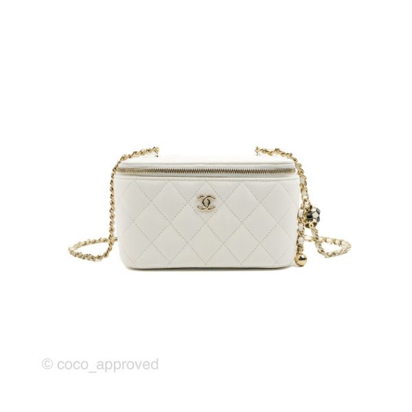 Chanel Ball Crush Vanity with Chain White Lambskin Gold Hardware Supply