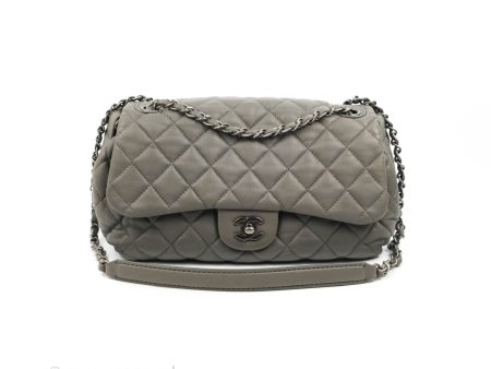 Chanel Medium Quilted Soft Accordion Flap Bag Grey Lambskin Online Hot Sale