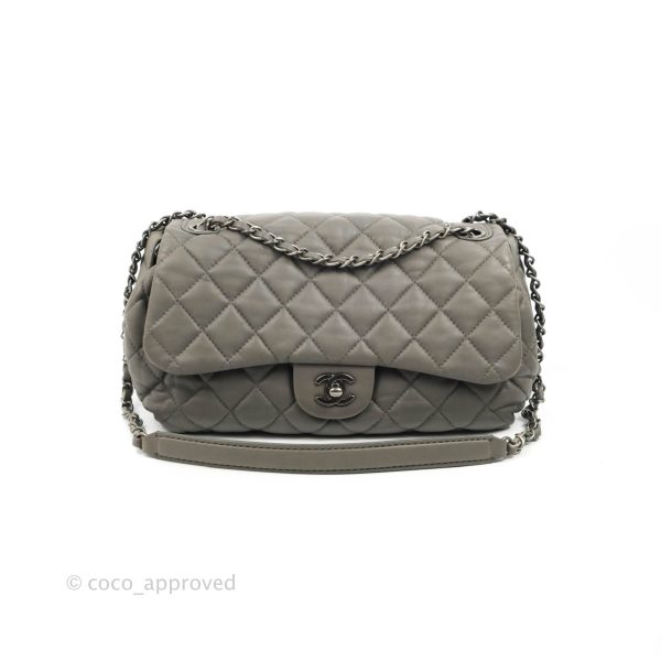 Chanel Medium Quilted Soft Accordion Flap Bag Grey Lambskin Online Hot Sale