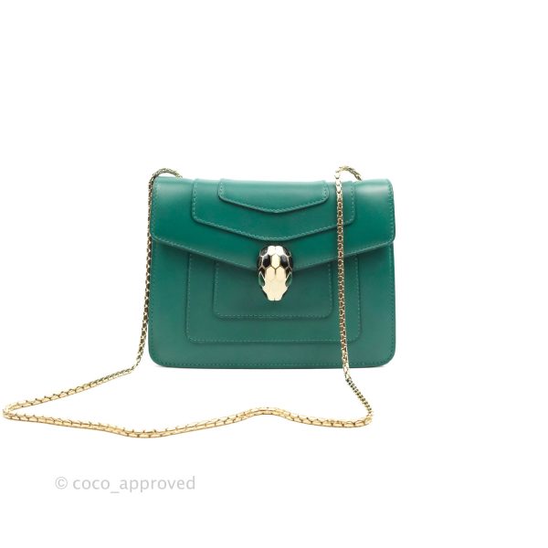 Bvlgari Serpenti Forever Small Crossbody Bag in Emerald Green Gold Hardware Sale