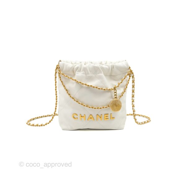 Chanel 22 Mini Bag White Crumpled Calfskin For Cheap