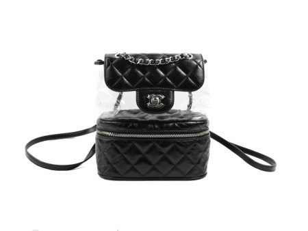 Chanel Aquarium PVC Backpack Black Crumpled Calfskin Silver Hardware For Discount