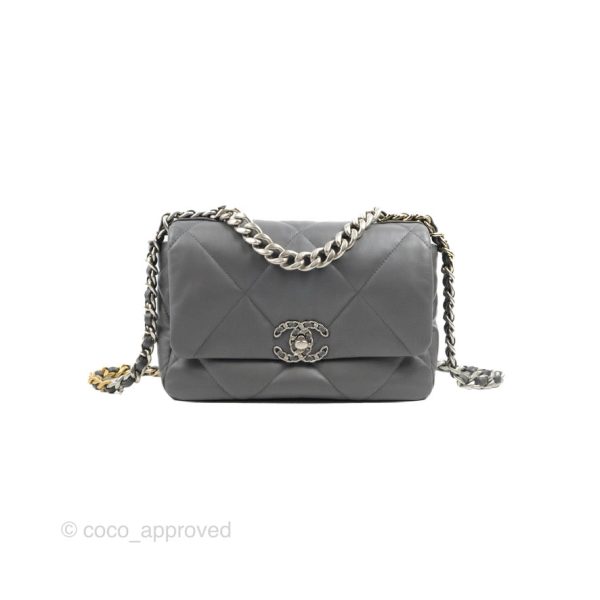 Chanel 19 Small Dark Grey Lambskin Mixed Hardware Sale