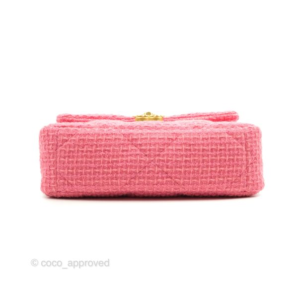 Chanel 19 Small Tweed Pink Glitter Mixed Hardware For Sale